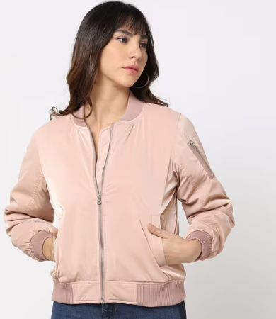 Women Zip-Front Relaxed Fit Jacket