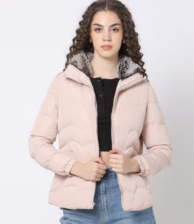 Women Zip-Front Relaxed Fit Jacket